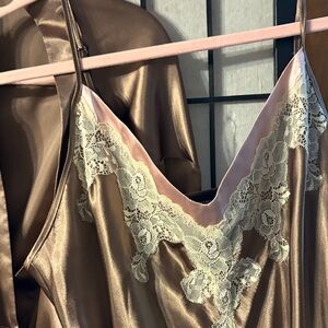 Jones New York Satin Chemise with Lace Trim